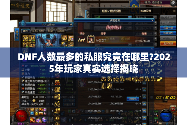 DNF人数最多的私服究竟在哪里?2025年玩家真实选择揭晓
