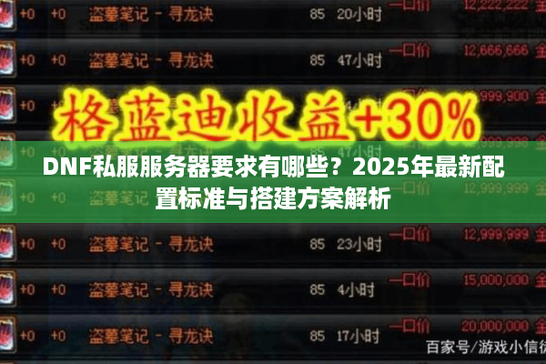 DNF私服服务器要求有哪些？2025年最新配置标准与搭建方案解析
